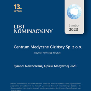Nominacja do tytułu Symbol Nowoczesnej Opieki Medycznej 2023