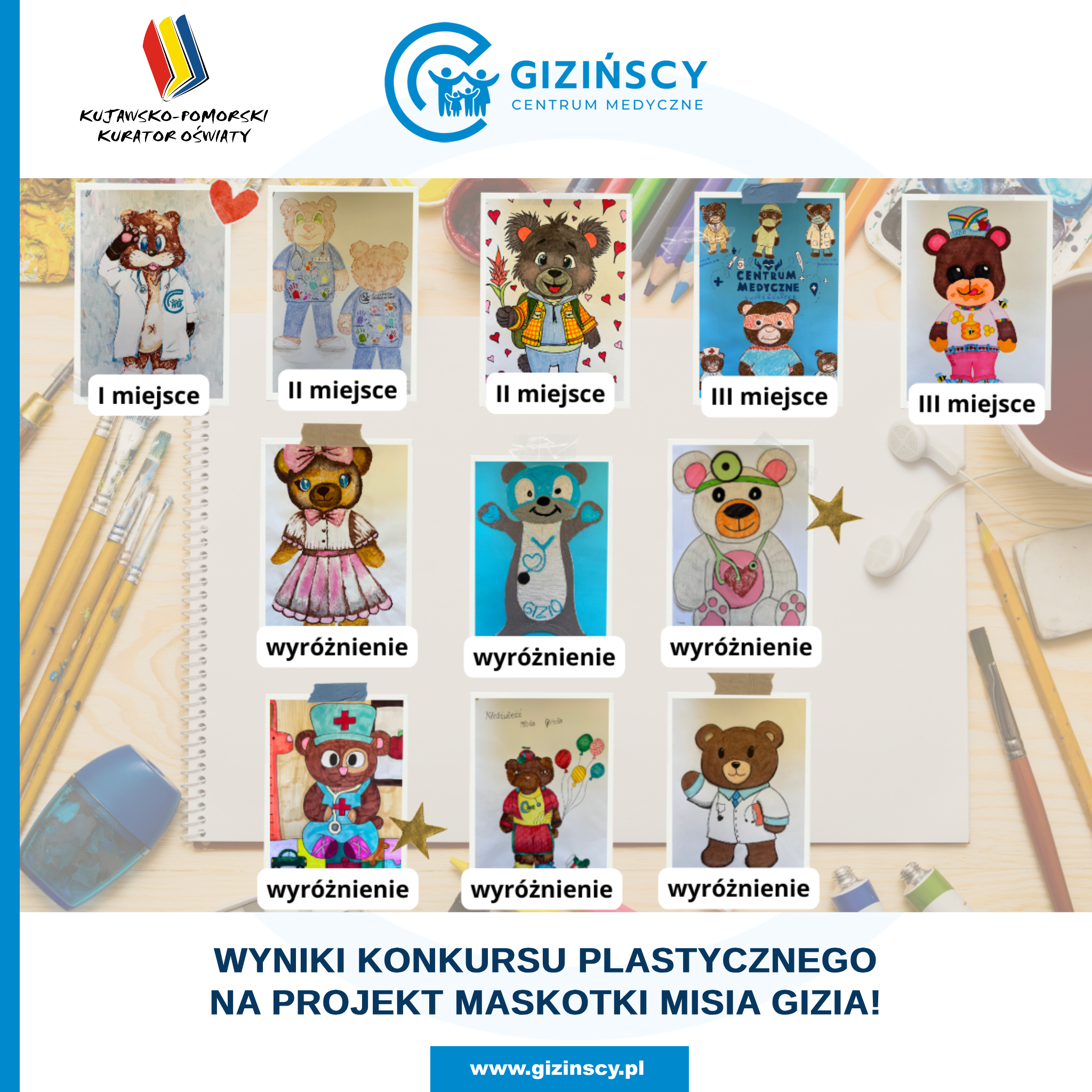 🎉 WYNIKI KONKURSU PLASTYCZNEGO NA PROJEKT MASKOTKI MISIA GIZIA! 🧸🎨